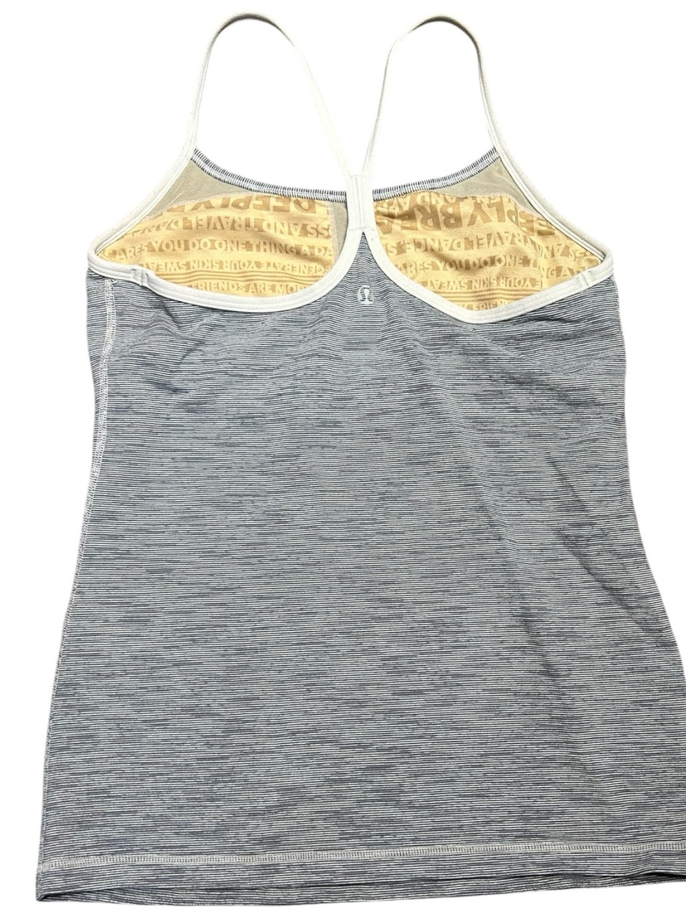 Lululemon Gray White Striped Racerback Tank Top Built In Bra Small - Picture 5 of 6